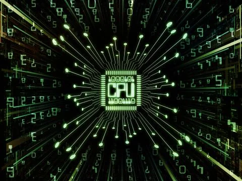 Virtual Life of Computer CPU Stockillustratie