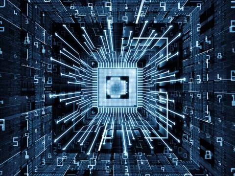 Virtual Life of Computer CPU Ilustração Stock