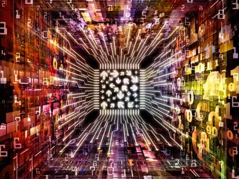 Virtual Life of Computer CPU Stockillustratie