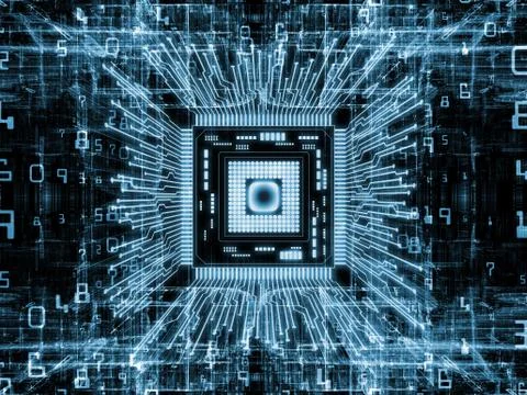 Virtual Life of Computer CPU Stockillustratie