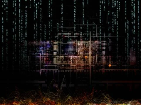 Virtual Life of Digital Network Illustrazione stock