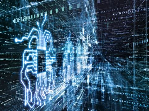 Virtual Life of Digital World Stock Illustration