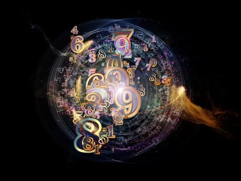 Virtual Life of Numbers Stock Illustration