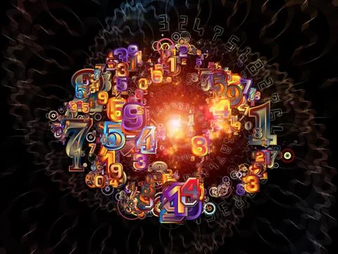 Virtual Life of Numbers Stock Illustration