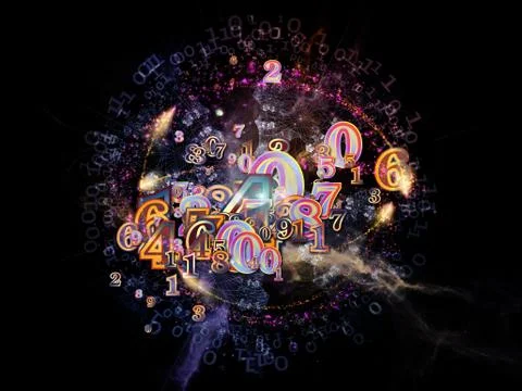 Virtual Life of Numbers Stock Illustration