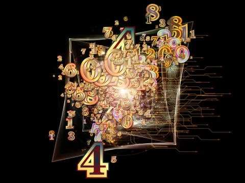 Virtual Life of Numbers Stock Illustration