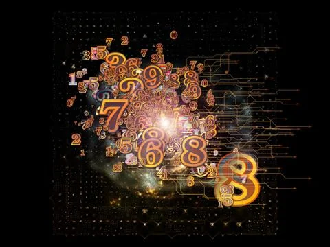 Virtual Life of Numbers Stock Illustration