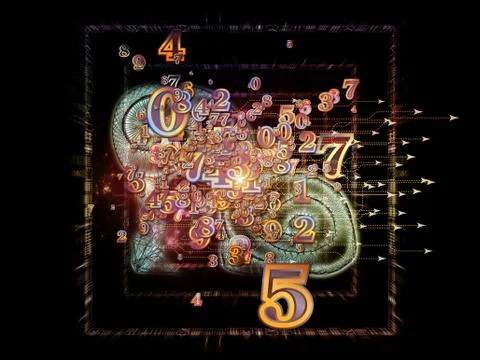 Virtual Life of Numbers Stock Illustration