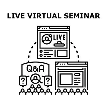 Virtual live seminar concept with online audience Illustrazione stock