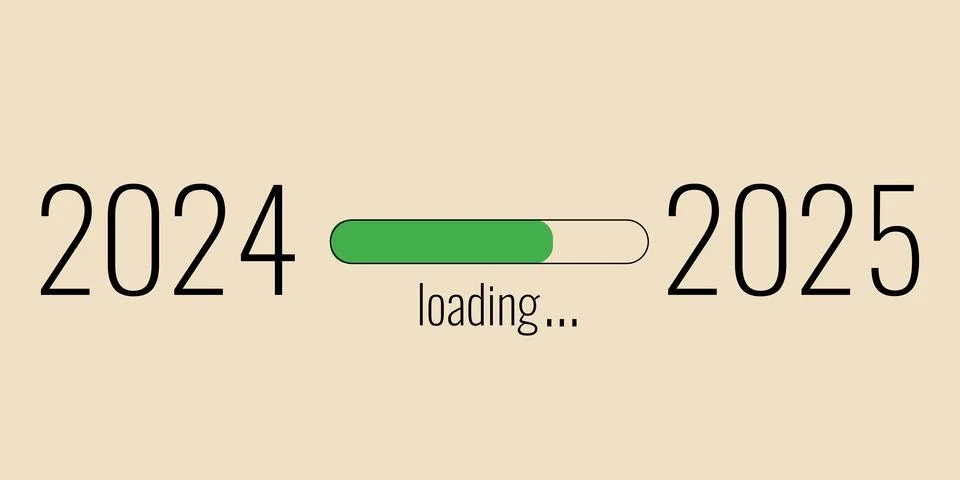 Virtual loading of the new year 2025, transition from last year to next Stock Illustration