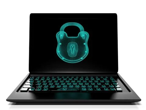 Virtual lock to  the keypad, information security concept 3d rende Stock Illustration