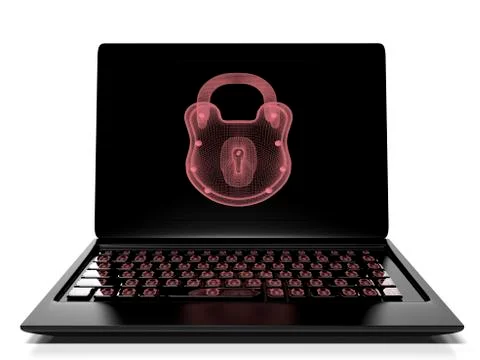 Virtual lock to the keypad, information security concept 3d render Illustrazione stock