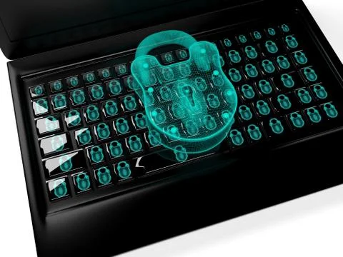 Virtual lock to  the keypad, information security concept 3d rende Stock Illustration