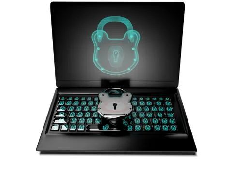 Virtual lock to  the keypad, information security concept 3d rende Stock Illustration