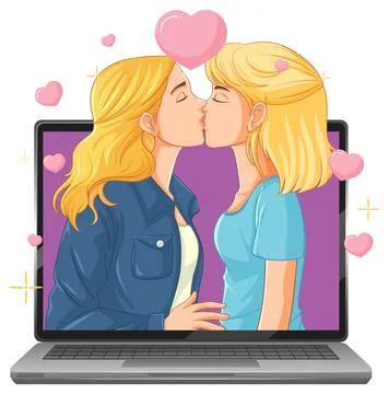 Virtual Love and Connection Stock Illustration