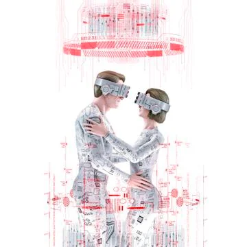 Virtual love concept white イラスト素材