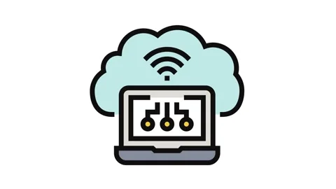 Virtual machine cloud computing color icon animation Stock Footage 326108363