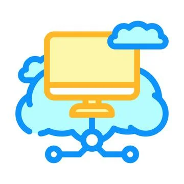 Virtual machine cloud computing color icon vector illustration Stock Illustration