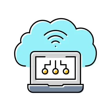 Virtual machine cloud computing color icon vector illustration 스톡 일러스트