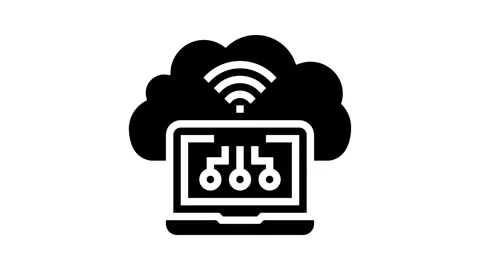 Virtual machine cloud computing glyph icon animation Stock Footage 326145718