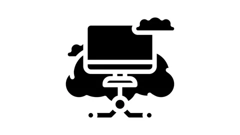 Virtual machine cloud computing glyph icon animation Stock Footage 326735934