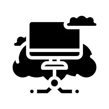 Virtual machine cloud computing glyph icon vector illustration 스톡 일러스트