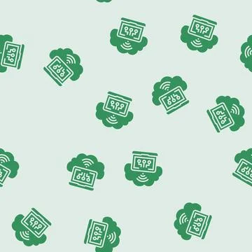 Virtual machine cloud computing glyph seamless pattern Stock Illustration