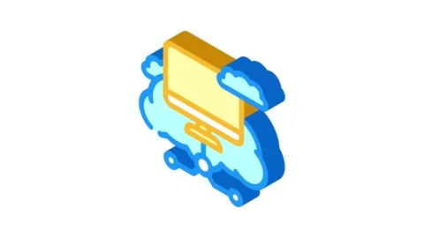 Virtual machine cloud computing isometric icon animation Video stock 327280939