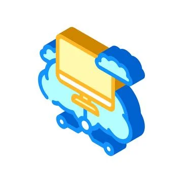 Virtual machine cloud computing isometric icon vector illustration 스톡 일러스트