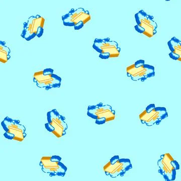 Virtual machine cloud computing isometric icon seamless pattern Stock Illustration