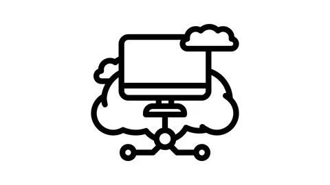 Virtual machine cloud computing line icon animation Stock Footage 326751992