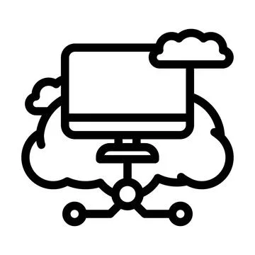 Virtual machine cloud computing line icon vector illustration Stock Illustration