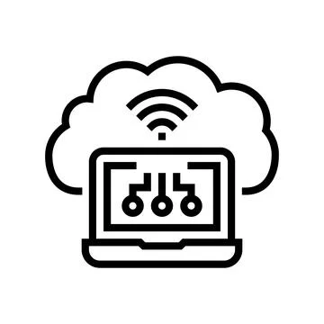 Virtual machine cloud computing line icon vector illustration 스톡 일러스트