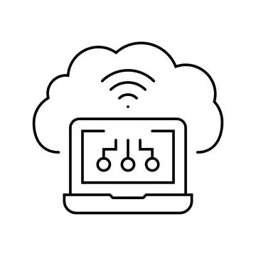 Virtual machine cloud computing line icon vector illustration 스톡 일러스트