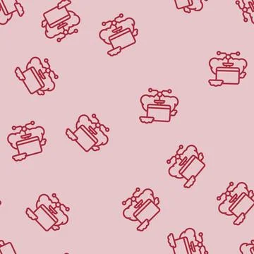 Virtual machine cloud computing line vector seamless pattern 스톡 일러스트