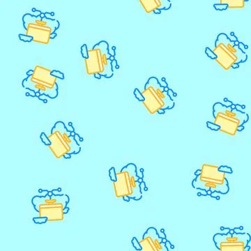 Virtual machine cloud computing vector seamless pattern Stock Illustration