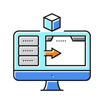 Virtual machine data center color icon vector illustration Stock Illustration