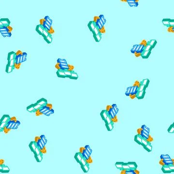 Virtual machine data center isometric icon seamless pattern Stock Illustration