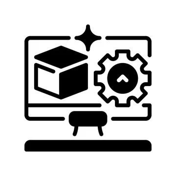 Virtual Machine Line Icon, Outline Symbol for Computing Simulation, System .. Stock Illustration