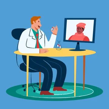 Virtual Medical Consultation 스톡 일러스트