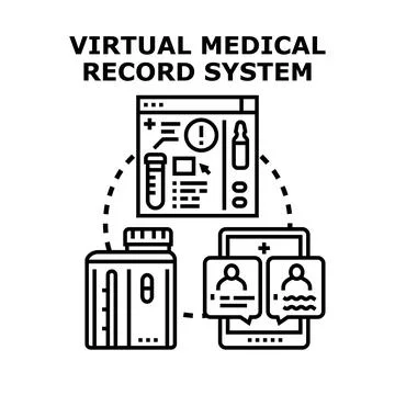 Virtual medical record system integrating digital patient data, remote health Stock Illustration