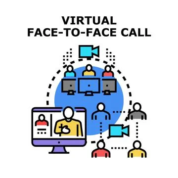 Virtual meeting connecting global team through video call Stock Illustration
