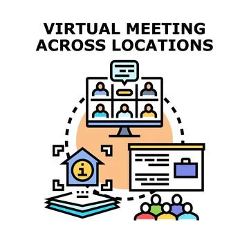 Virtual meeting connecting remote and in person teams Stock Illustration