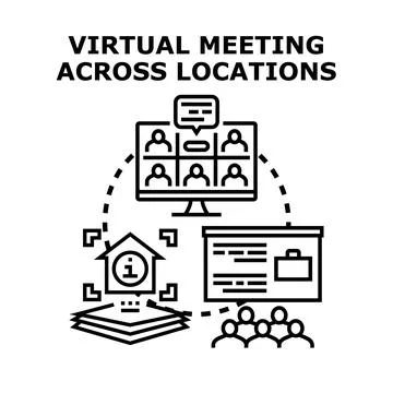 Virtual meeting connecting remote and in person teams Stock Illustration
