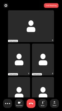 Virtual meeting interface showcasing multiple users in a virtual conference.. Stock Illustration