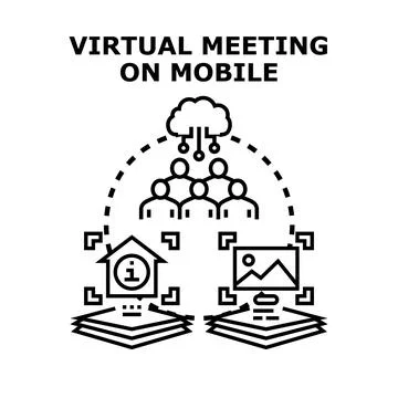 Virtual meeting on mobile device application technology Stock Illustration