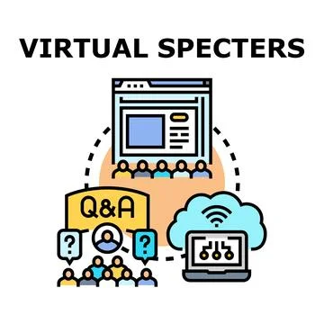 Virtual meeting online learning and question answer session Stock Illustration