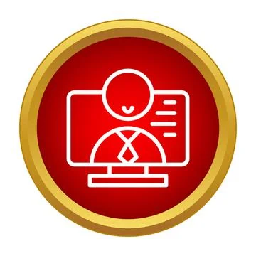 Virtual meeting person communicating on computer monitor screen 스톡 일러스트