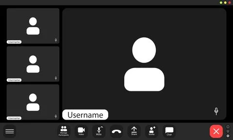 Virtual meeting platform with multiple user profiles displayed Stockillustratie