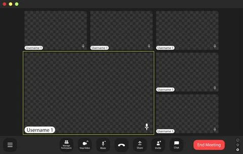 Virtual meeting setup with empty attendee slots and usernames waiting for p.. Stock Illustration